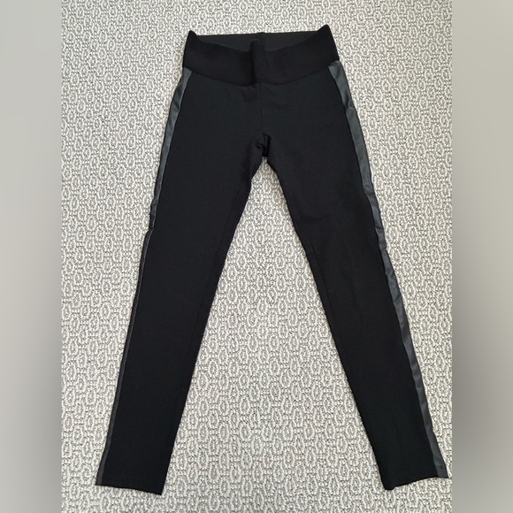 Ann Taylor Pants - BLACK STRETCH LEGGINGS w/ VEGAN LEATHER 1” SIDE INSERT